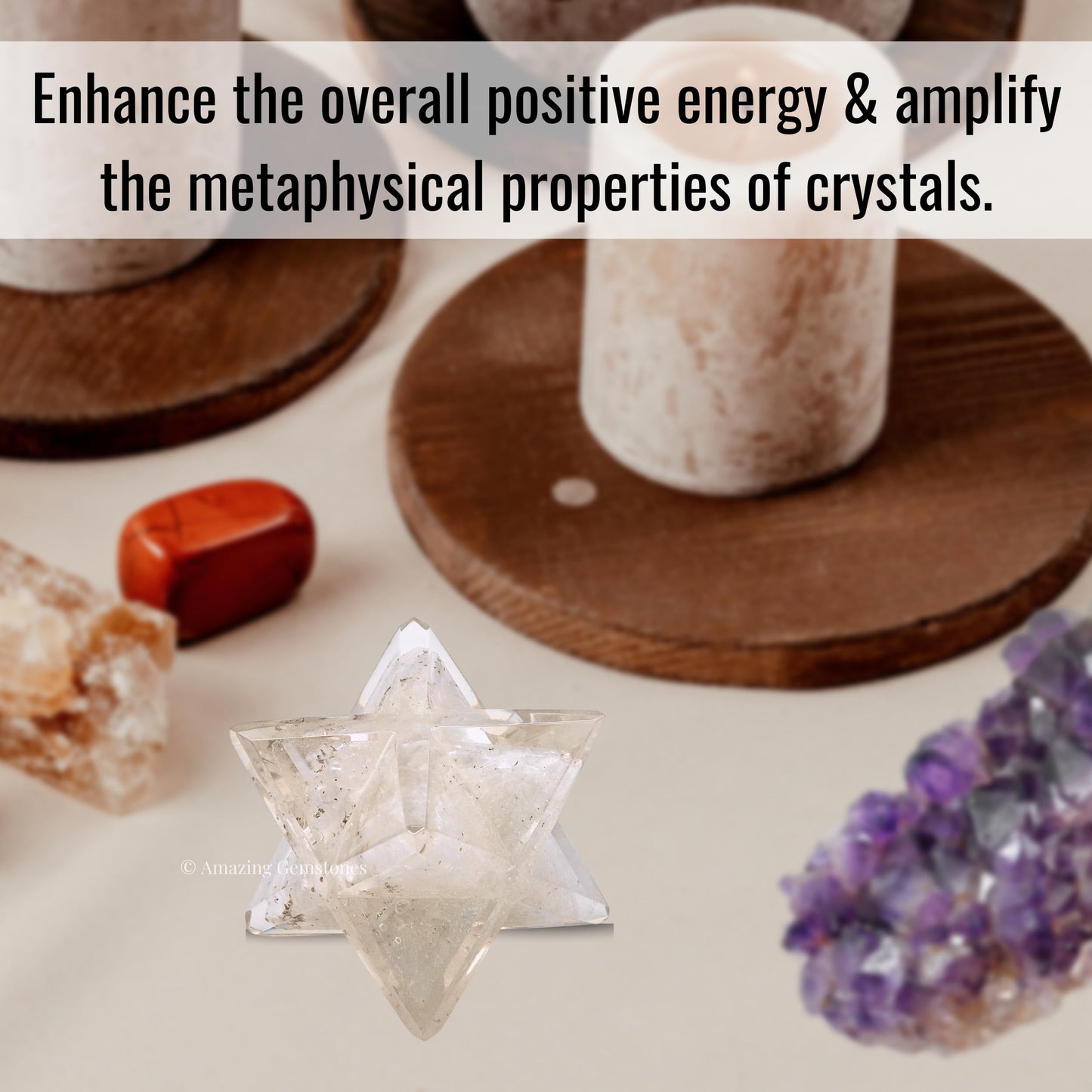 Amazing Gemstone 1 Pcs Selenite Large Crystal Orgone Merkaba Star for Reiki Healing Meditation and Crystal Grid