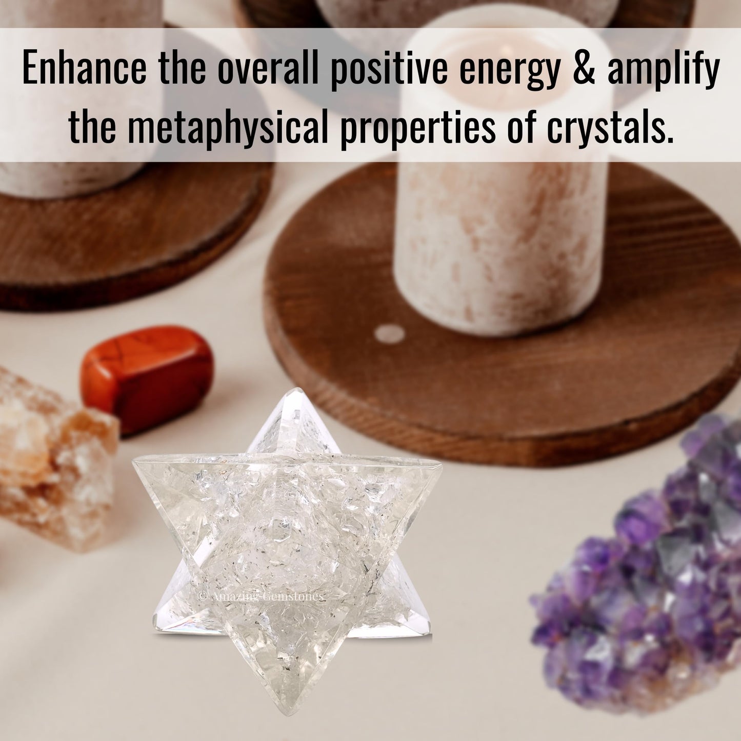 Amazing Gemstone 1 Pcs Clear Quartz Large Crystal Orgone Merkaba Star for Reiki Healing Meditation and Crystal Grid (Sharpest Edges)