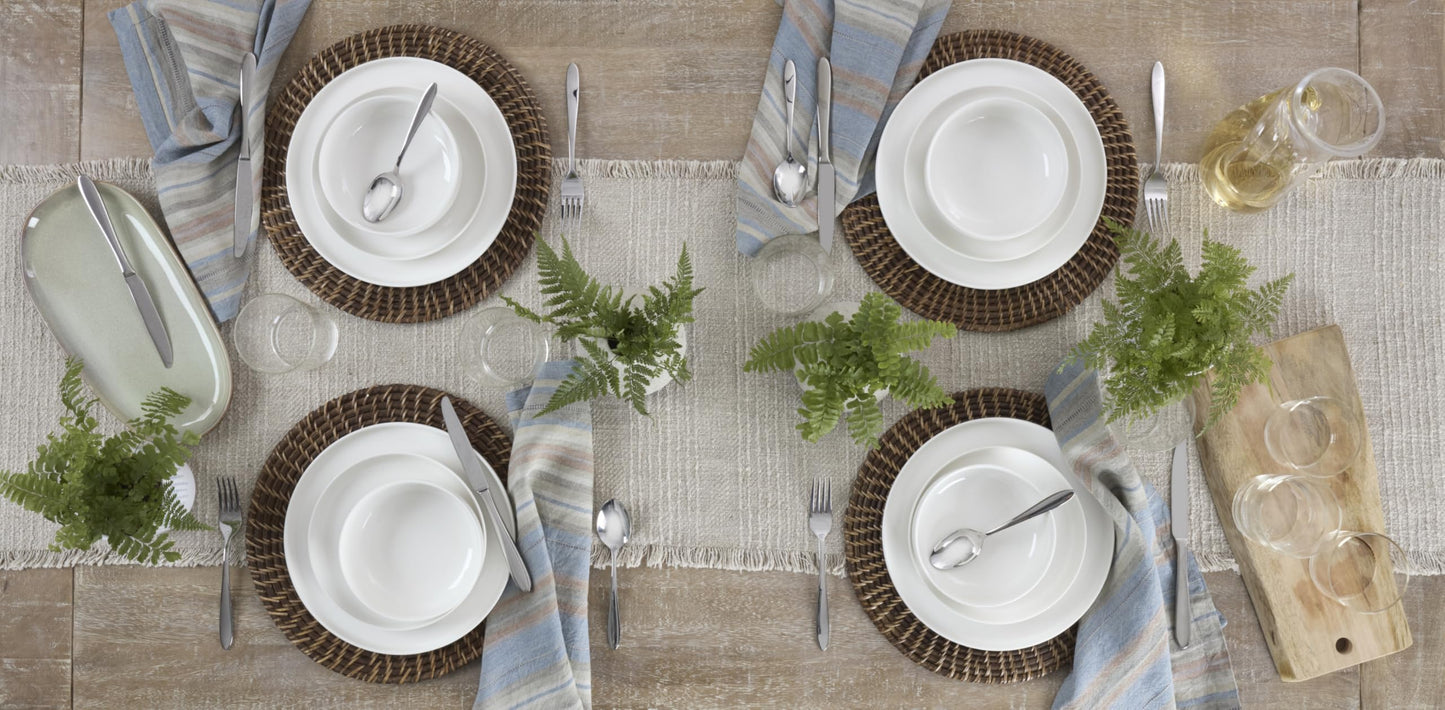 Oneida Dinnerware Set, 24 Seven White 24-Piece Dinnerware Set, Service For 8, Porcelain Material, Dishwasher And Microwave Safe, Bowls, Plates And Bowls, Dinner Dishes, Plates, Home (White, 24 Piece)