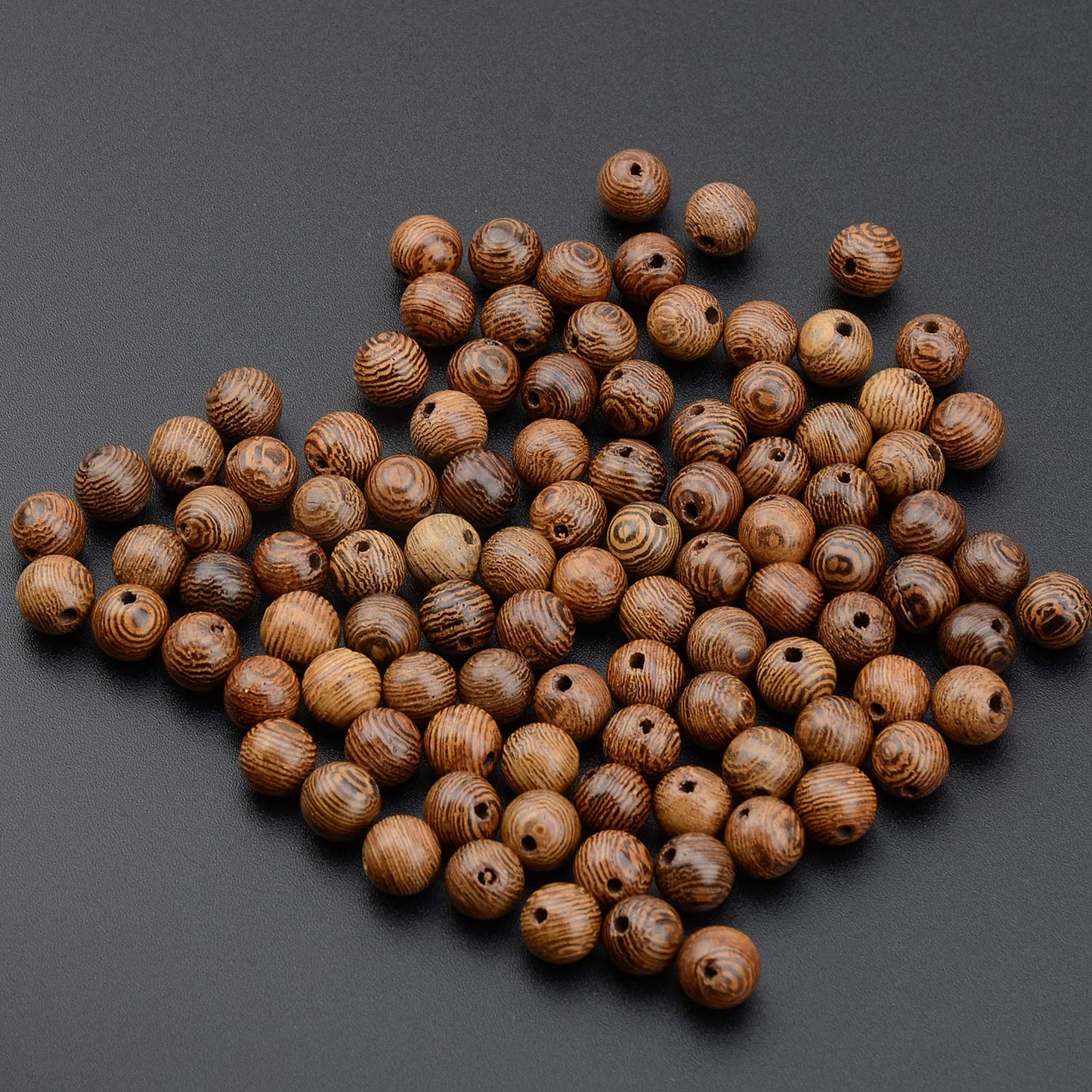 LPBeads 100PCS 8mm Natural Round Wood Beads for Jewelry Making with Crystal Stretch Cord