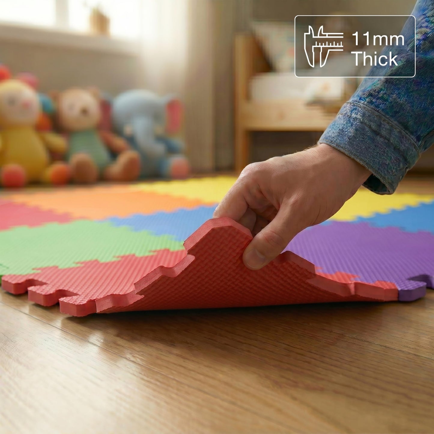 FlooringInc Baby Play Mat for Floor, Extra Large 2'x2' Foam Floor Tiles for Kids, Soft Interlocking Puzzle Mat, 1/2 Inch Thick, Non-Toxic EVA (Rainbow, 48 Tile Pack, 192 Sq Ft)
