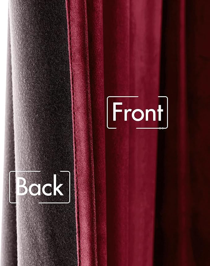 MIULEE Velvet Curtains 90 inches 2 Panels Luxury Blackout Curtains for Bedroom Living Room Thermal Insulated Super Soft Christmas Window Drapes Rod Pocket & Back Tab, Burgundy Red, W 52 x L 90 inch