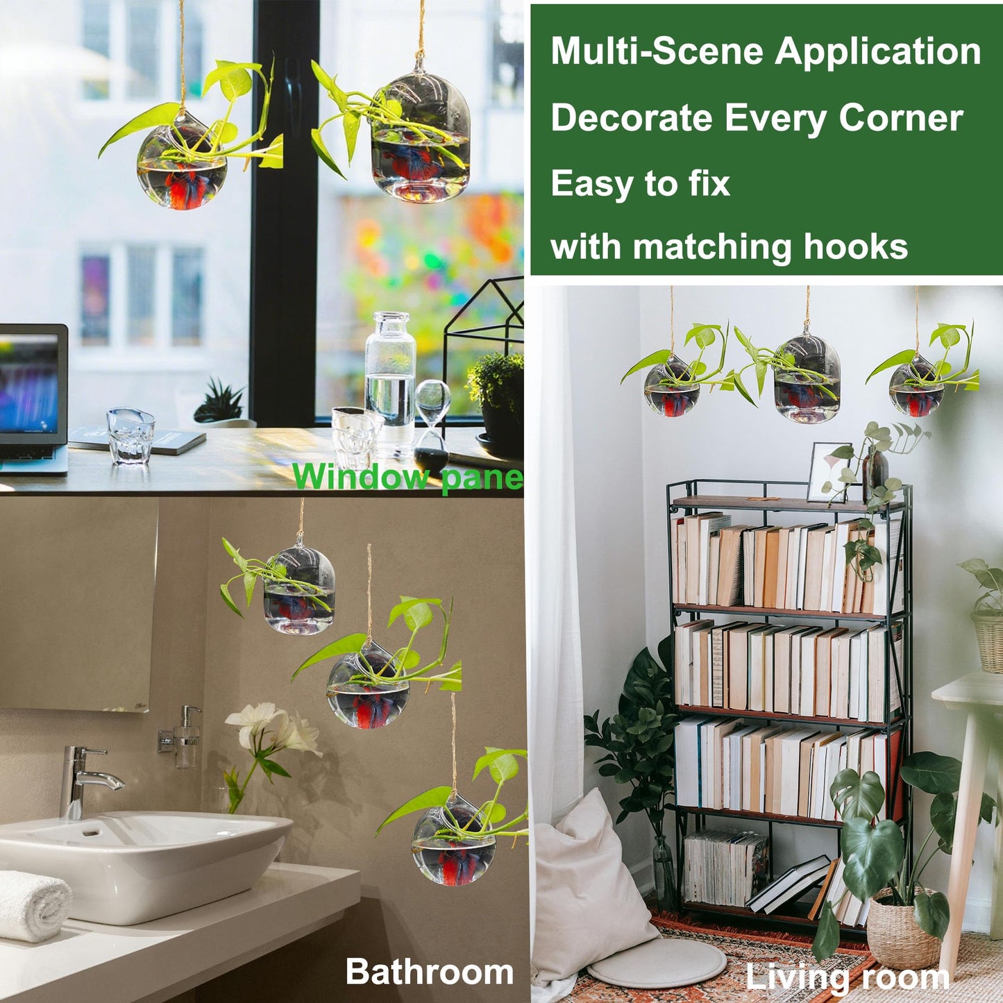 3 Pack Hanging Propagation Stations with Care Tool Kit (Squeeze Bottle & Tweezers Included), Glass Wall Planters for Indoor Plants, Hydroponic Terrarium Vases, Plant Lover Gifts for Women, Home Decor