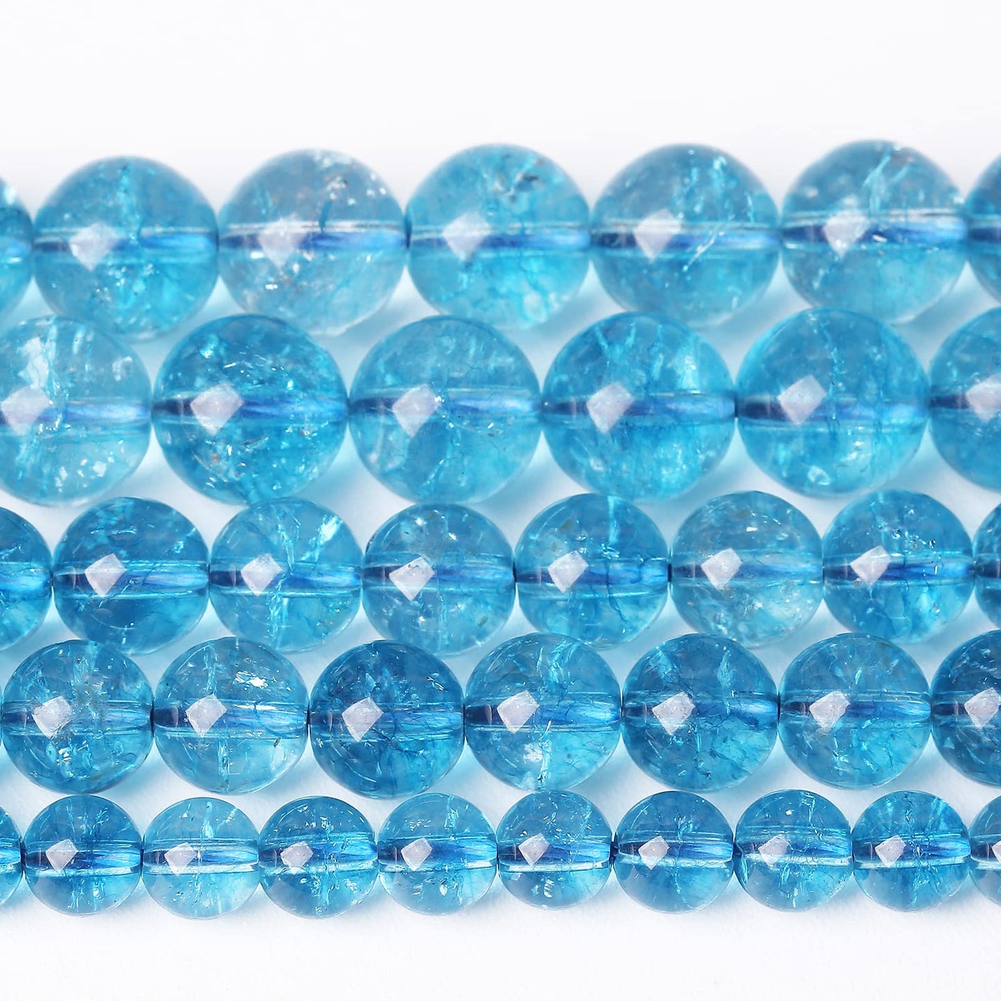 36PCS 10MM Beads Blue Crystal Quartz Gem Energy Crystal Healing Jewelry Making Natural Stone Beads DIY (Blue Crystal, 10MM)