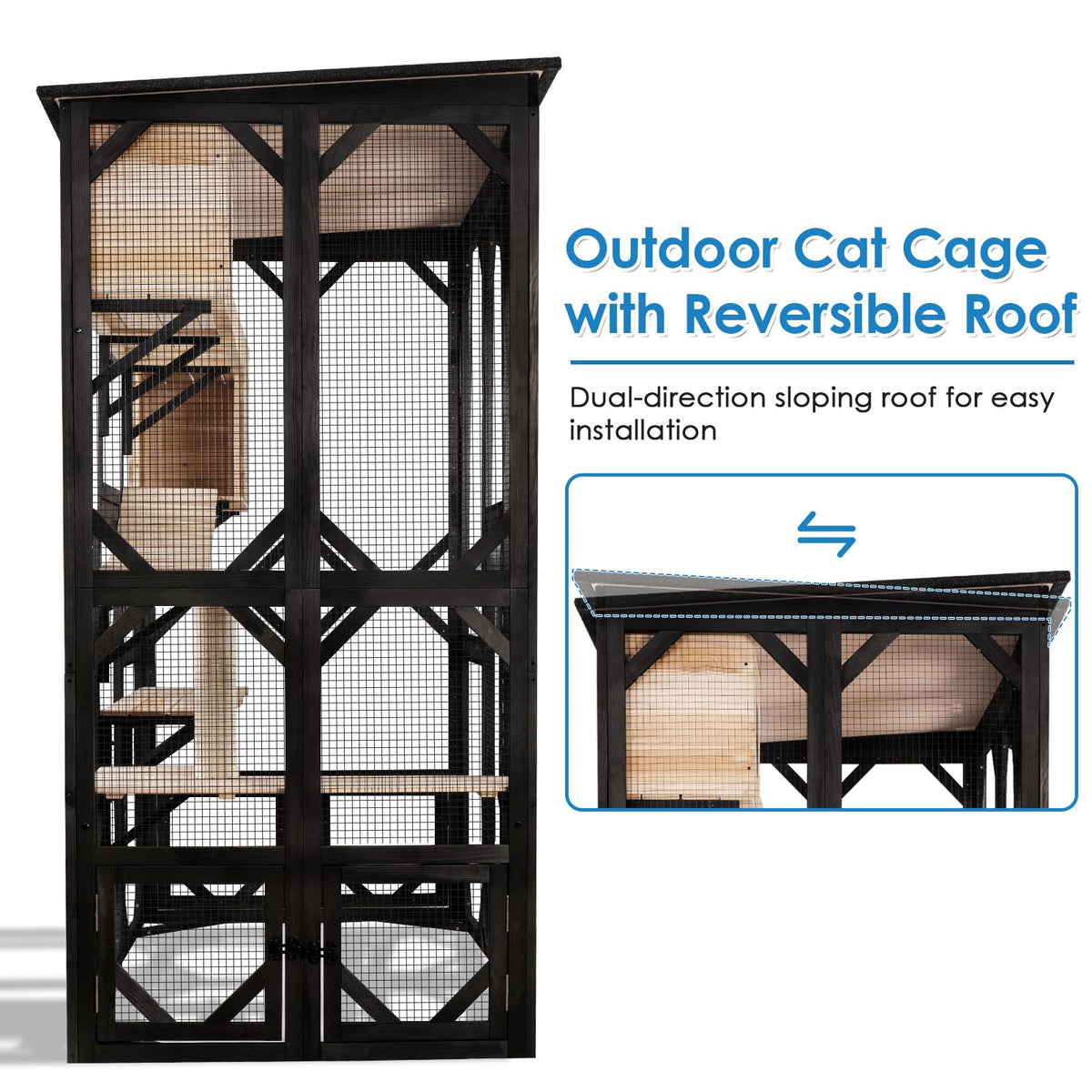 Catio Outdoor Cat Enclosure Window Access Walk-in Indoor Cat Cage Patio 71"
