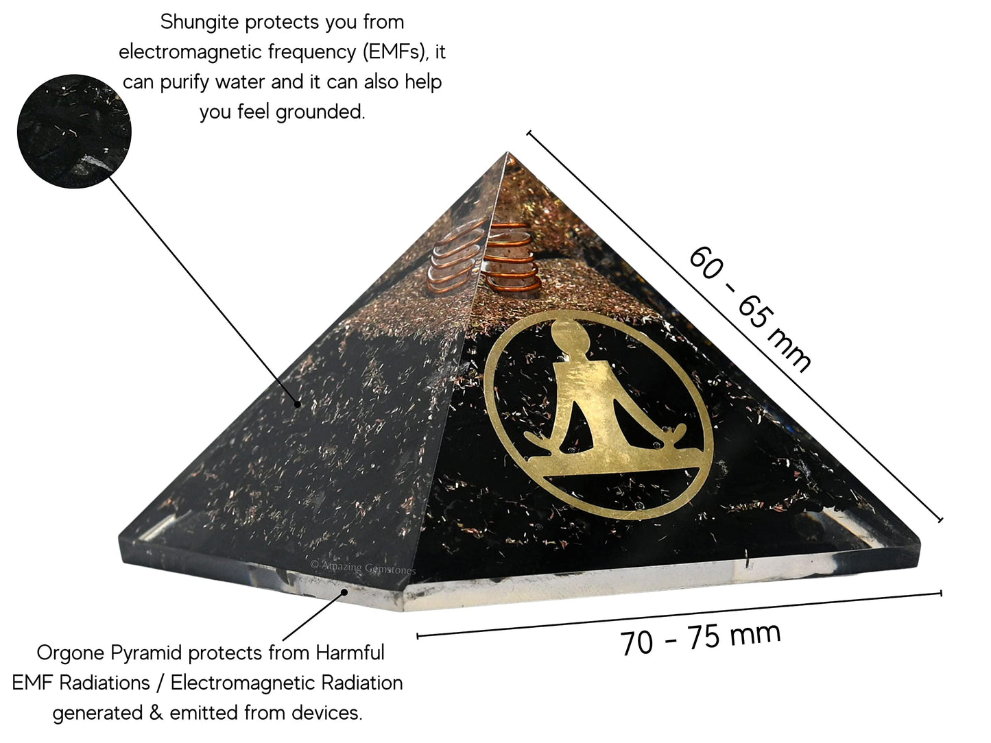 Amazing Gemstone Large Black Tourmaline Orgone Pyramid Crystal, Yoga Buddha Orgonite Pyramid - Positive Energy Healing
