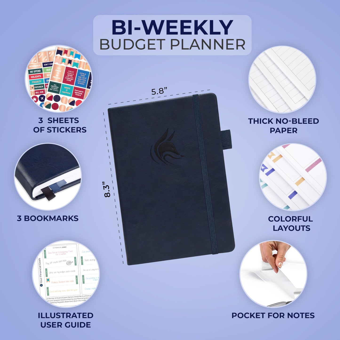 Clever Fox Bi Weekly Budget Planner – Undated Financial Organizer Book – Expense Tracker, Budgeting & Bill Notebook, A5 (Blue)