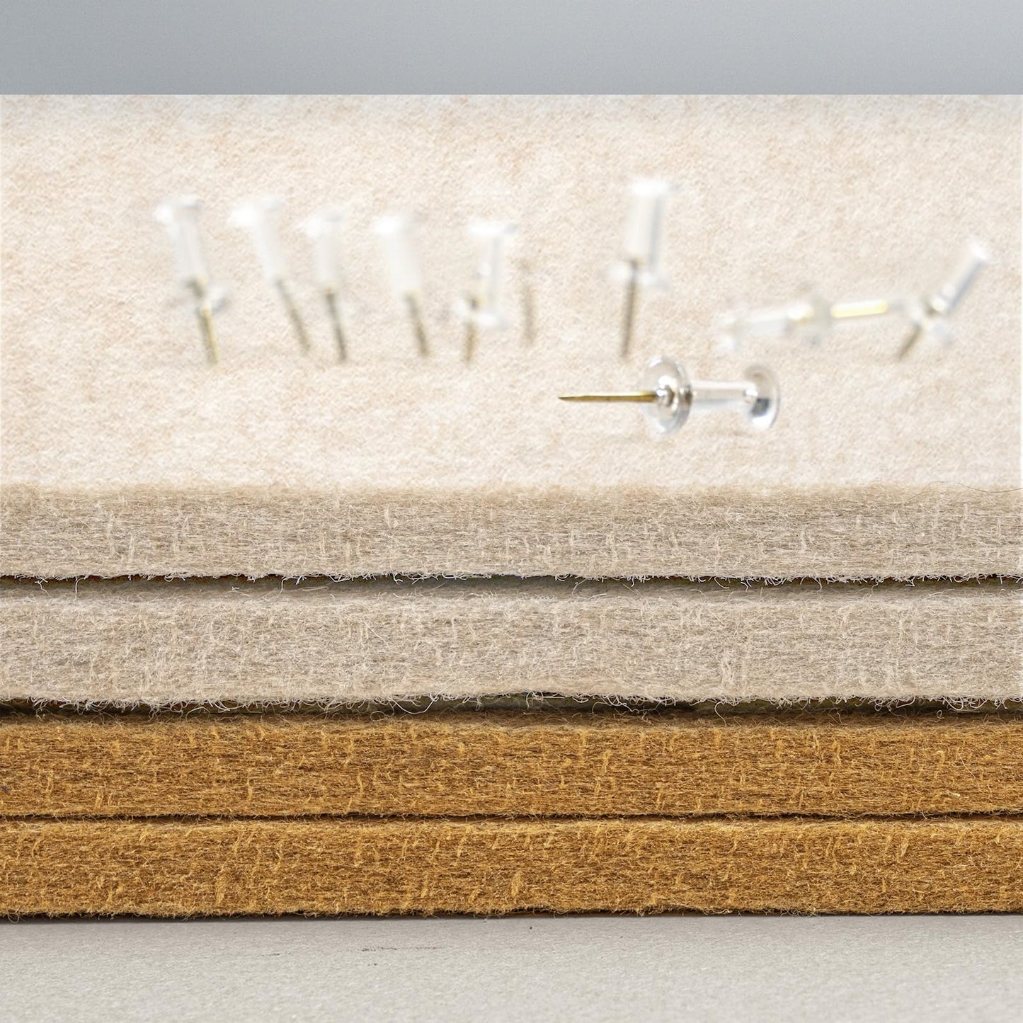Lightomorrow Bulletin Board, 24 x 18 inches Decorative Felt Pin Board, Vision Board Cork Board Alternative for Wall, Foldable Photo Board with 20 Pushpins - Oatmeal