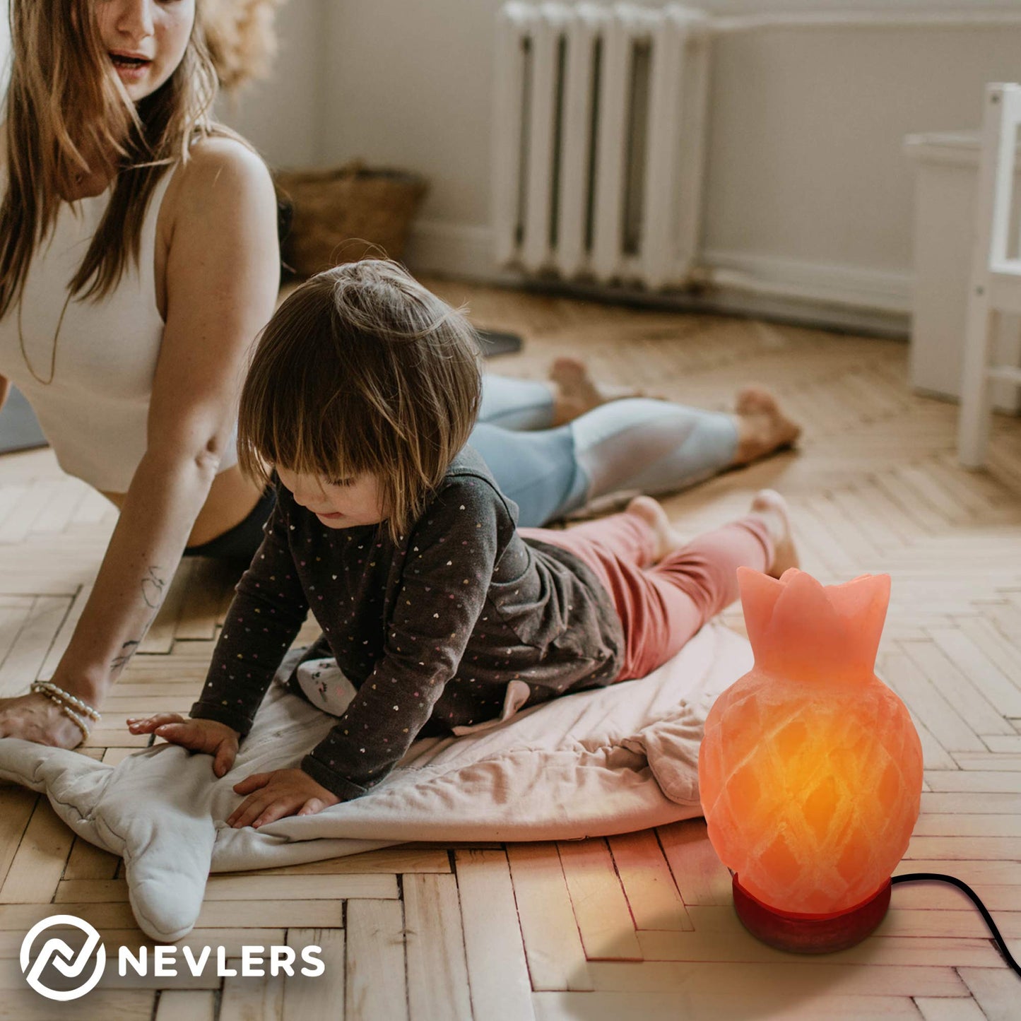 Nevlers Pineapple Shape Pink Himalayan Salt Lamp w/Wood Base| 7-8 lbs & 7"- 8" Tall Himalayan Pink Salt Lamp w/Dimmer Cord & Light Bulb| 100% Salt Rock Lamp | Ambient Salt Crystal Lamp for Home Decor