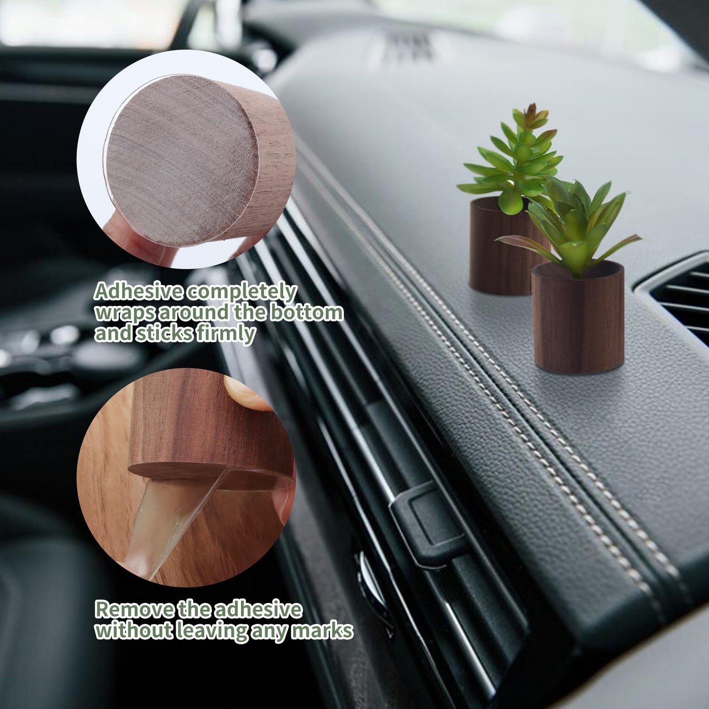 GAGILAND 2 Pack Car Mirror Hanging Accessories Mini Macrame Crochet Plant Car Air Freshener with Wooden Essential Oil Diffusers Reusable Cute Boho Plant for Rear View Mirror Home Office Decor