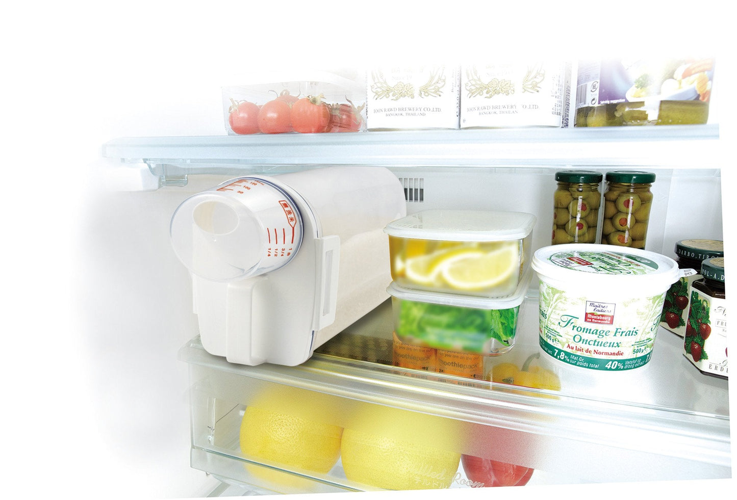 Asvel 7509 Rice Container Bin with Pour Spout Plastic Clear 2KG（White）