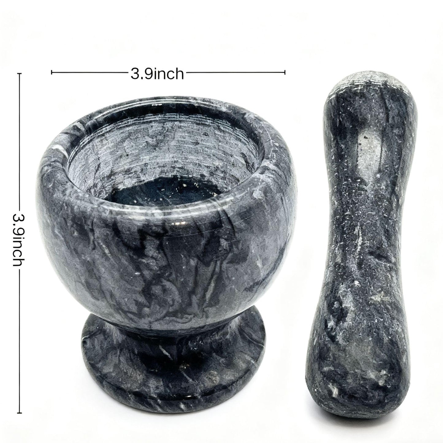 MASALACO Marble Heavy Duty Mortar and Pest Set, Grinding Seed Fragrance, Kitchen Masher, Fragrance Grinder, Black