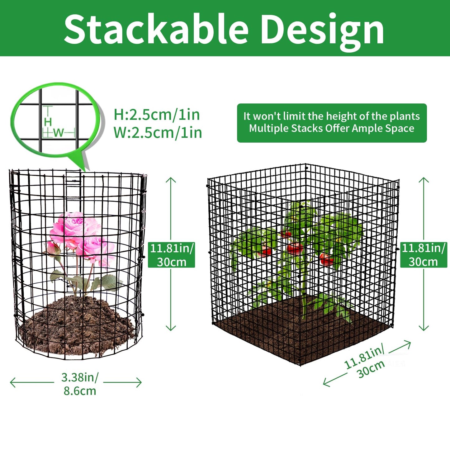 LAPEQQIOJEJ 5 Pack Plant Protector from Animals, 12x12 Inches Wire Plant Protector, Plant Cages to Keep Rabbits Out