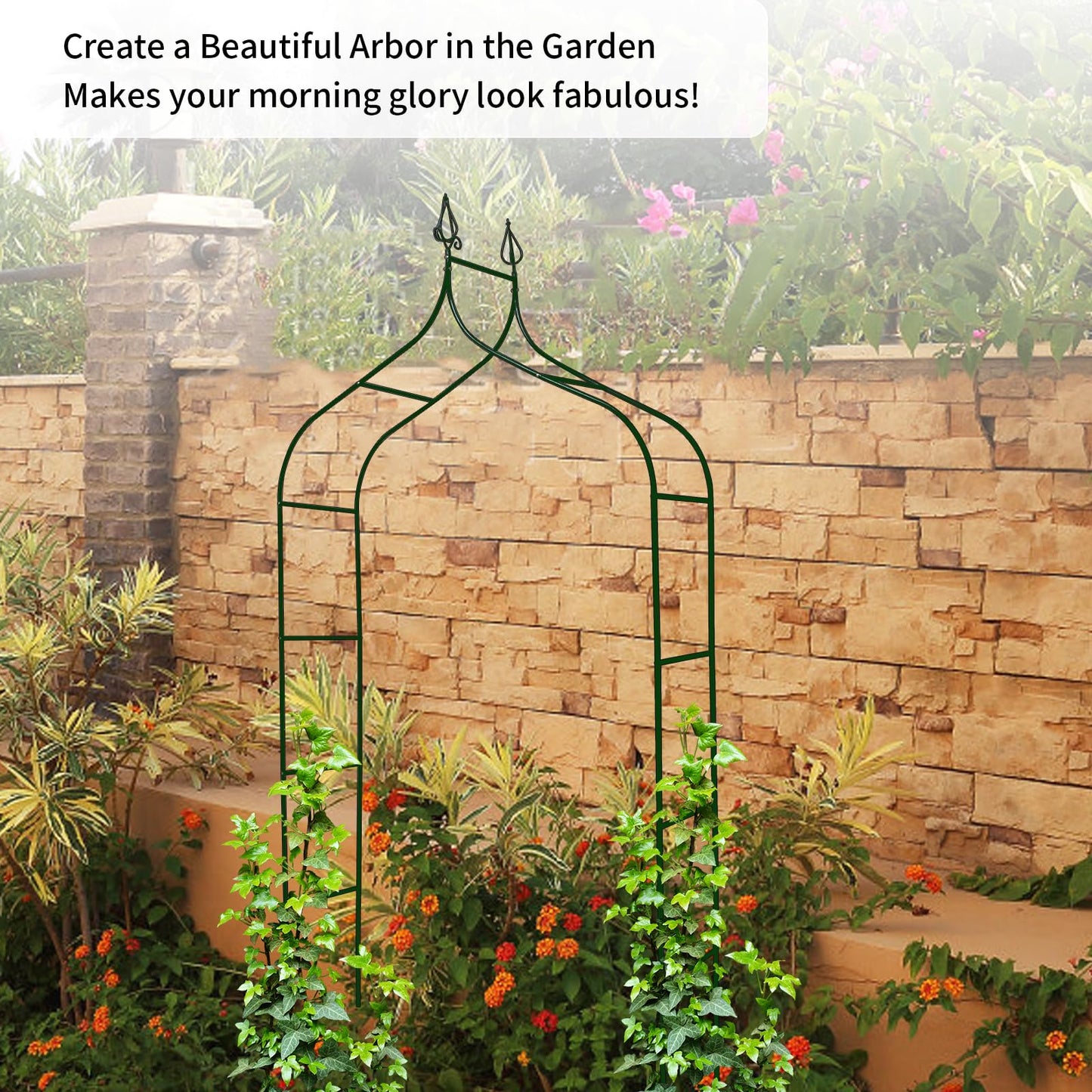 Thorise 8.3 Ft H x 4.6 Ft W Metal Pergola Arbor for Various Climbing Plant Wedding Garden Arch Bridal Party Decoration Wide Arbor
