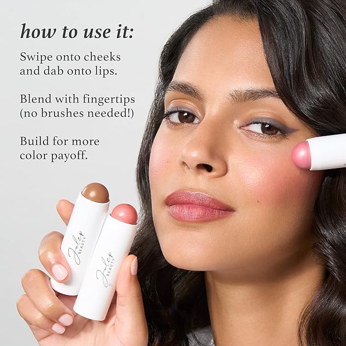 Skip The Brush Contour Duo - Cream to Powder Multi-Purpose Makeup Sticks - Pigmented, Buildable Color for Eyes, Cheeks, and Lips - Melted Cocoa + Golden Guava