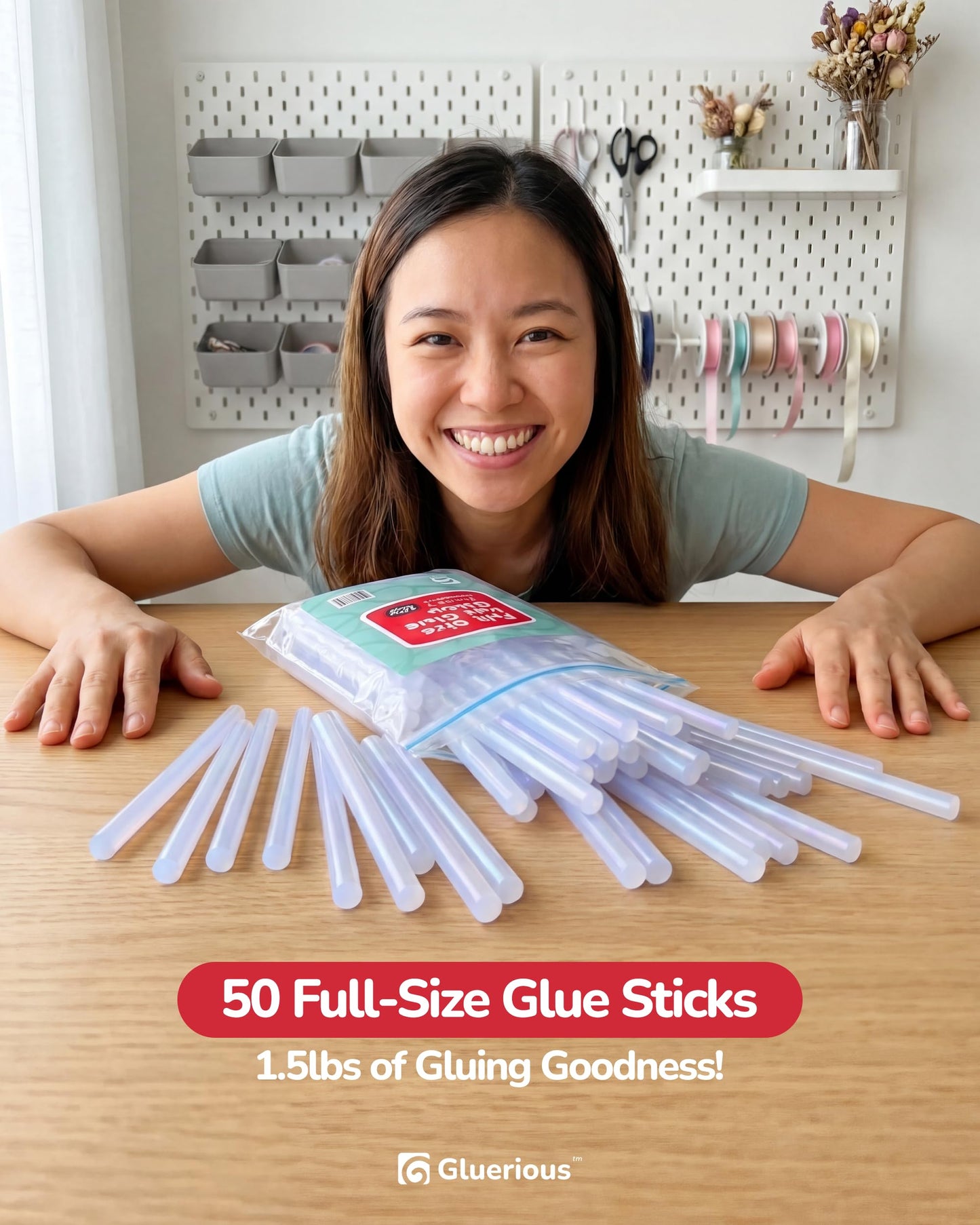 50pcs Full Size Hot Glue Sticks for Large Glue Gun, 0.43x6 inches Large Glue Sticks, Bulk-Pack for Arts Crafts DIY Fabric Gluing & More