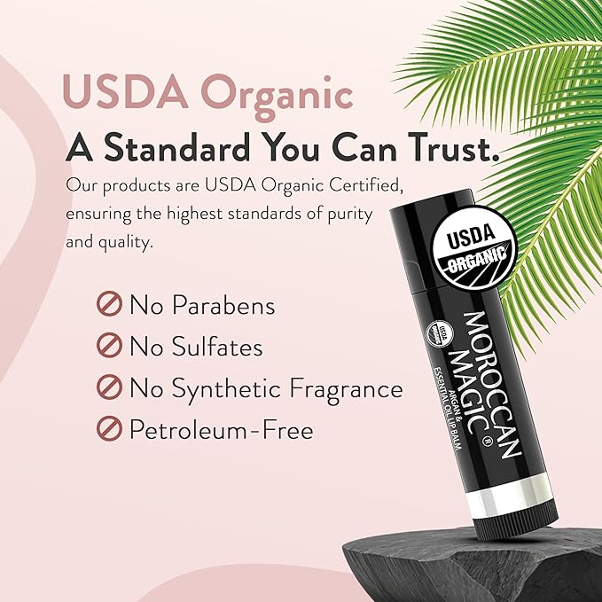 Moroccan Magic Organic Lip Balm Variety Pack Gift Set | Natural Argan and Essential Oils | Smooth | Non-Toxic Cruelty Free | 8 Pack