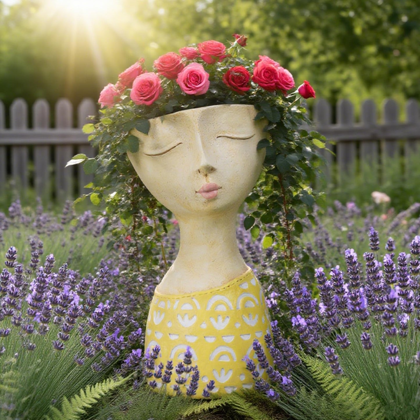 DiliComing Face Planter-Pots for Indoor Plants - 11 Inch Tall Planters for Flowers Head Planter with Drainage for Patio Yard Garden Succulent Pots Garden Decor 6 x 6 x 11 Inch