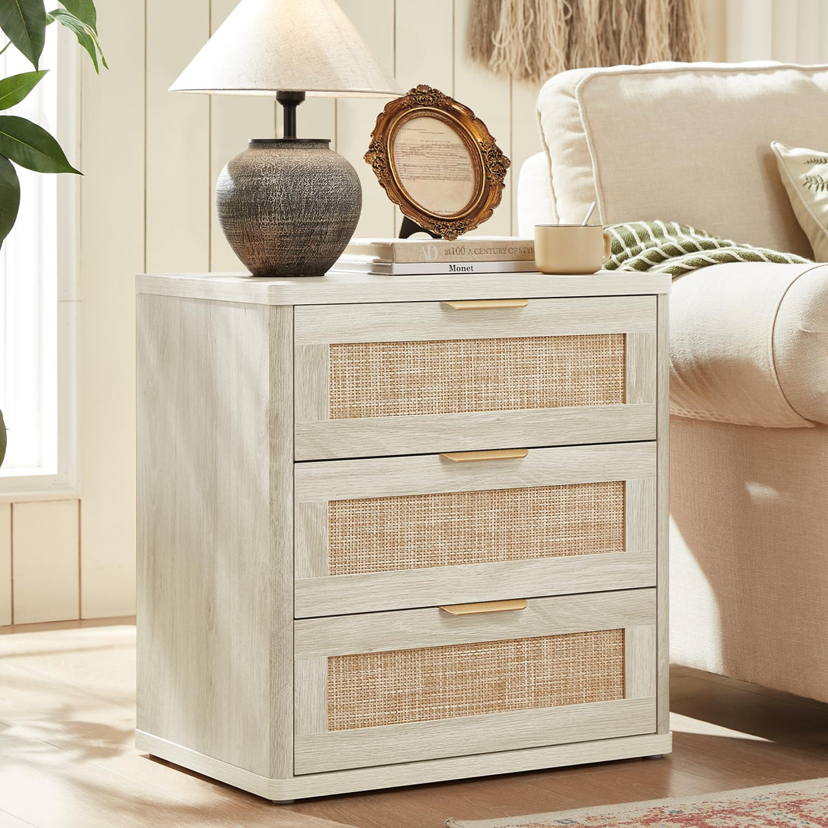 Rattan 23" Nightstands Set of 2 with Drawers for Bedroom (2 Count)