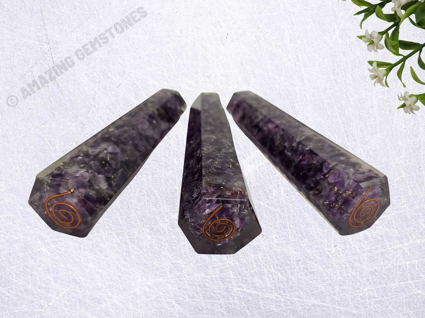 Amazing Gemstone Amethyst Crystal Orgone Towers ~ Natural Healing Crystal Point Obelisk for Reiki Healing and Crystal Grid (4.5 to 5 Inch, Pack of 1)