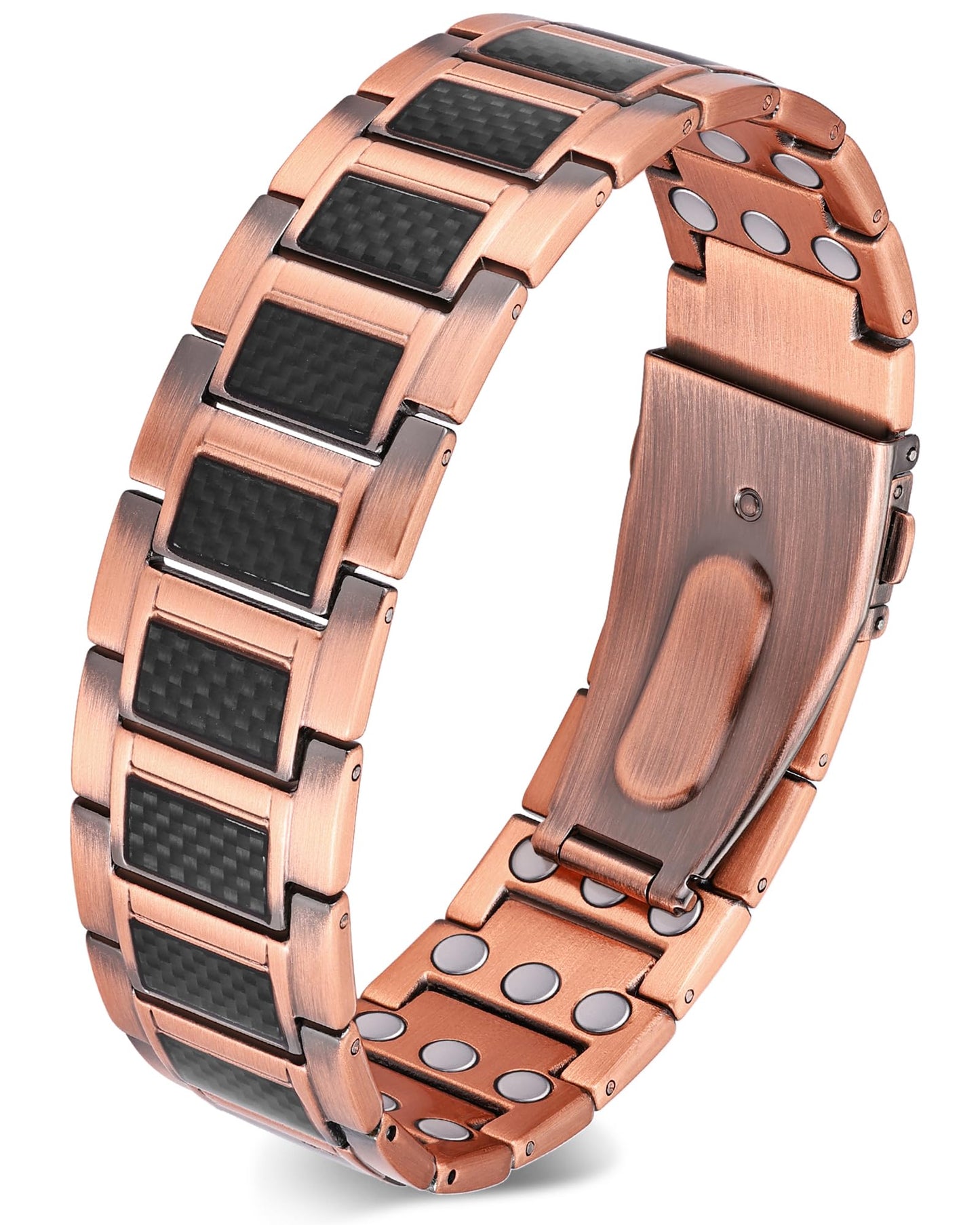 Feraco Copper Bracelet for Men 3X Strength,Magnetic Therapy Bracelet Copper Jewelry with 3800 Gauss Magnets,Cooper Bracelet for Man,Premium Fold-Over Clasp