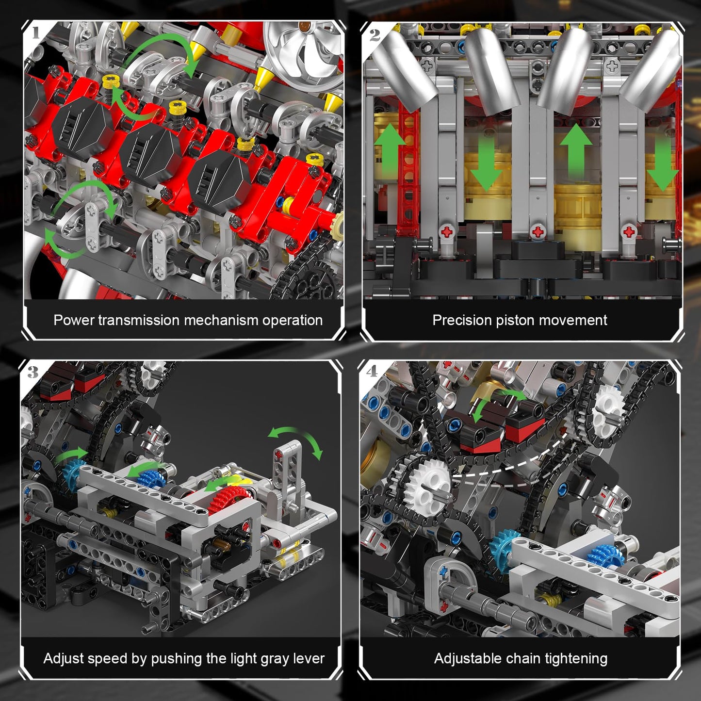 Mould King V8 Engine Building Blocks Sets, V8 Engine Model Kit That Runs, MOC Engineering Model Building Kit with Battery and Motor, 2718 PCS Building Blocks for Adults