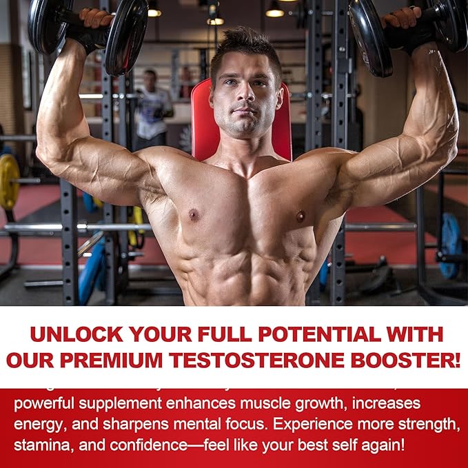 Testosterone Supplement for Men - Testosterone Booster for Men, 4X Strength Male Enhancing Supplement with Zinc, Ashwagandha, Maca Root for Workout, Muscle Builder, Performance - 60 Capsules