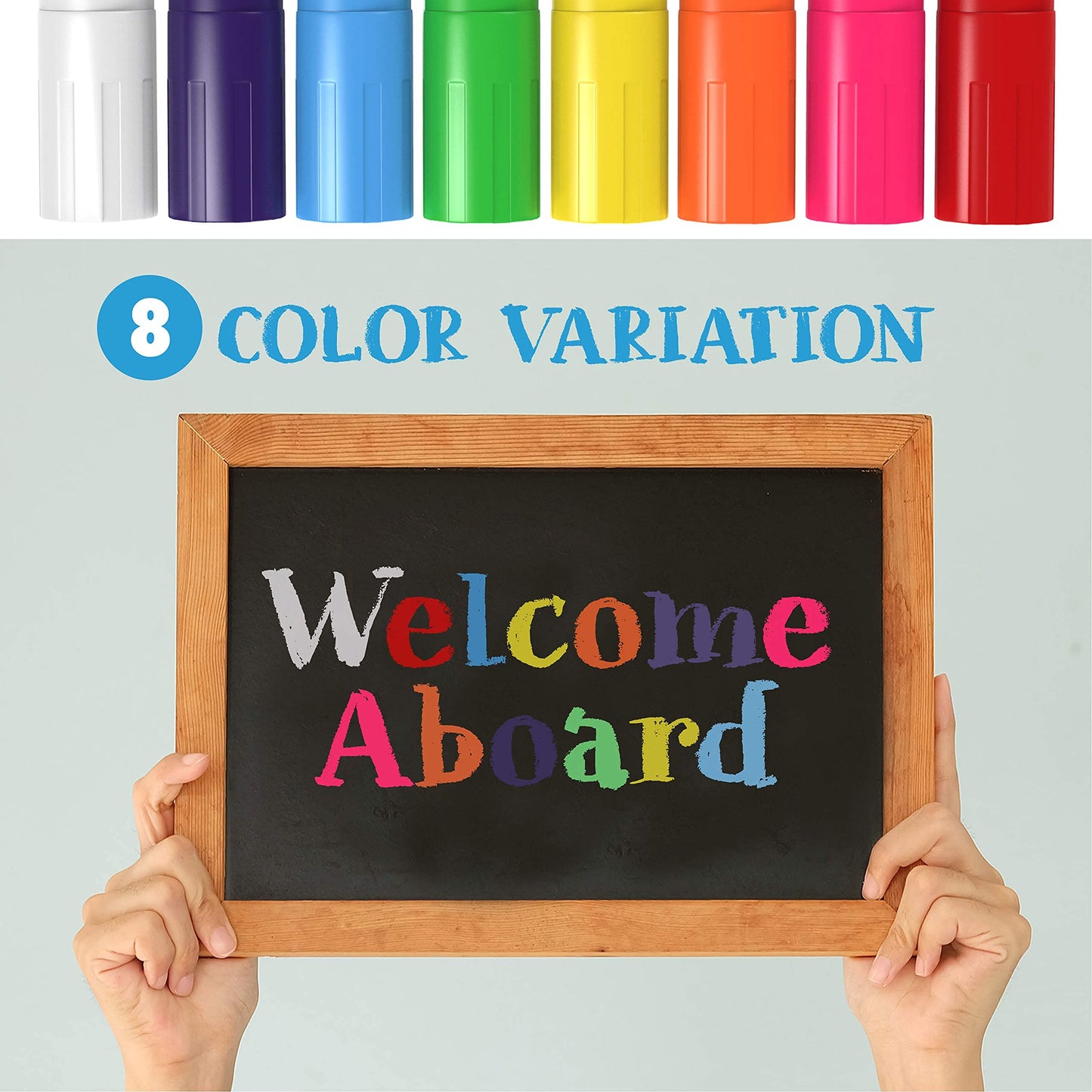 Jumbo Liquid Chalk Markers - Bold Chalk Markers for Chalkboards, Window Marker, Chalks Pens for Signs, Blackboard, Glass - Square Reversible Tip (15mm, 8 Pack)