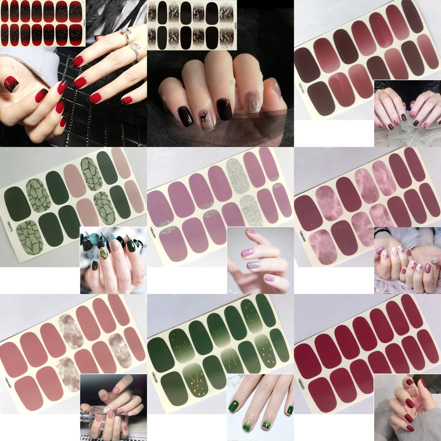 SILPECWEE 30 Sheets Adhesive Nail Polish Strips Wraps 1Pc Nail File Marbling Ombre Design Nail Art Stickers Decals Manicure Kit for Women