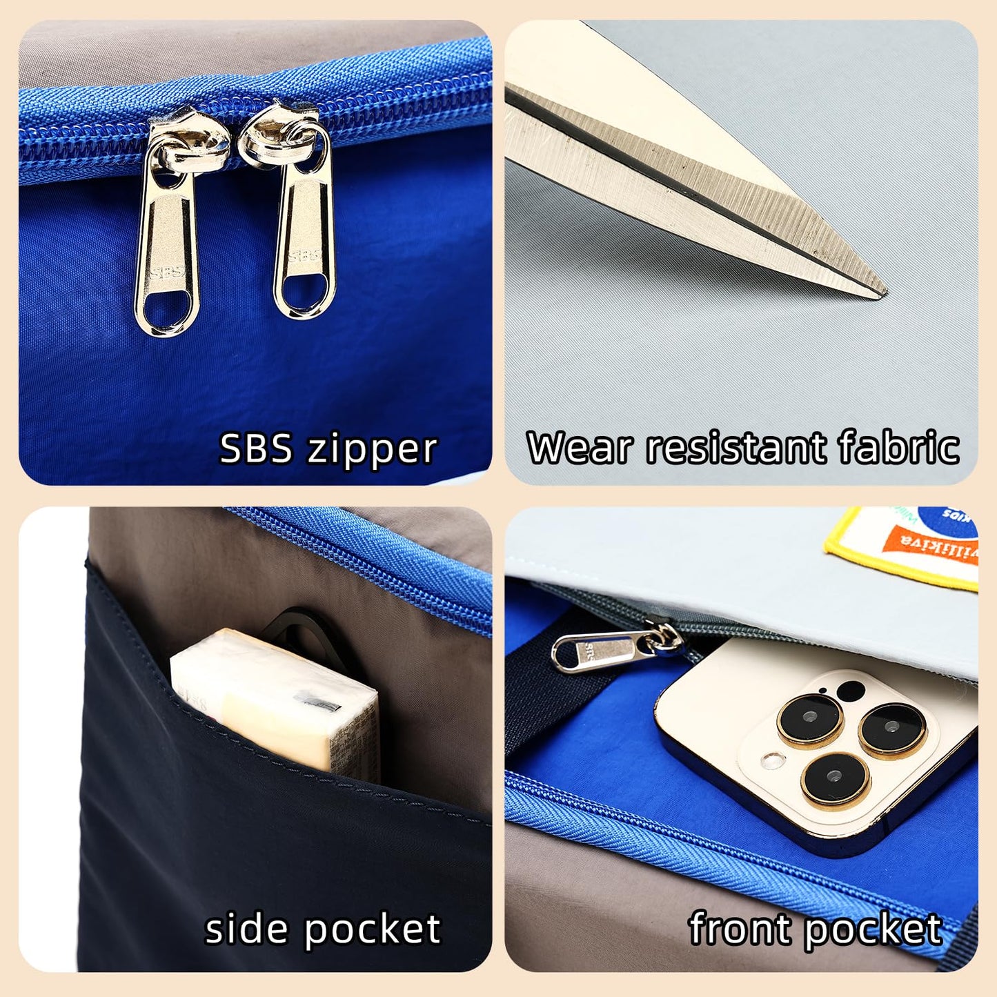 willikiva Insulated Lunch Bag Women Man Leakproof Soft Cooler Tote Bag Reusable LunchBox with Adjustable Shoulder Strap for Adults Work Travel(Grey Blue)