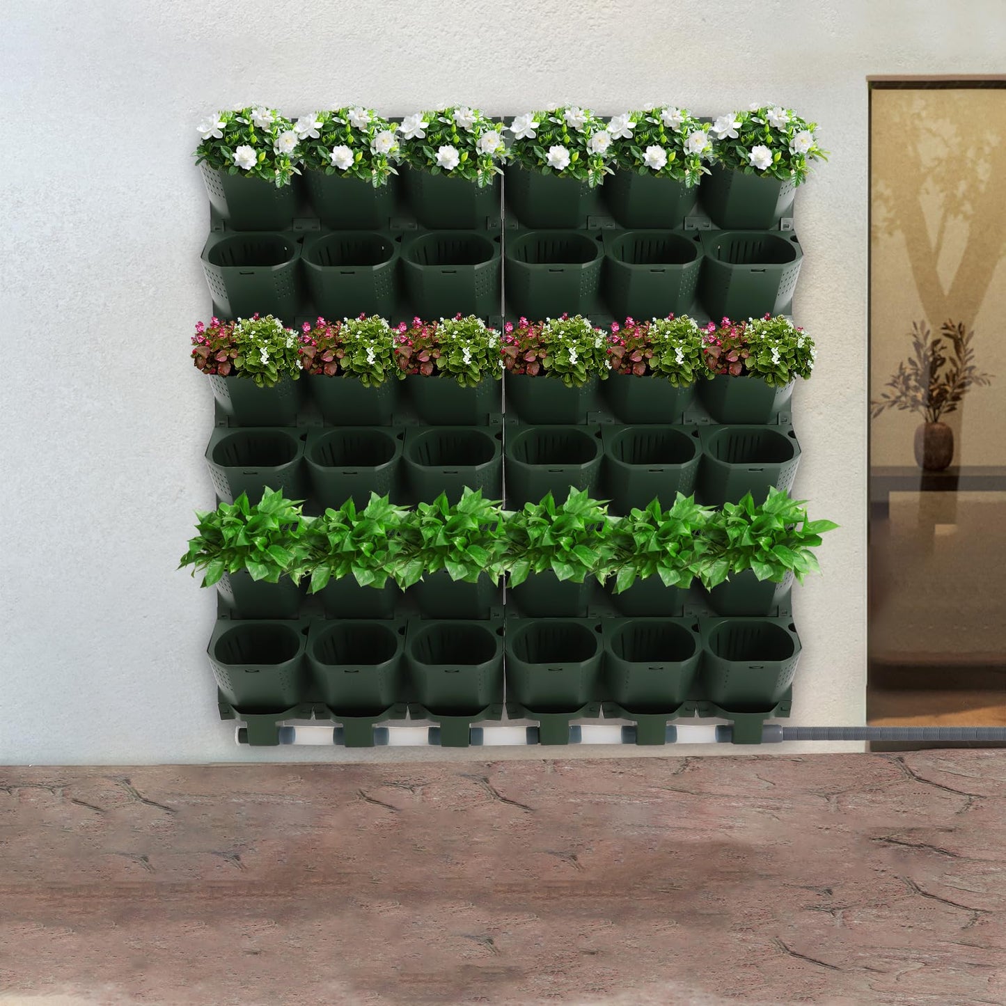KannBeki Vertical Wall Planter,Wall-Mounted Self-Watering Planter, Wall Planter Indoor Outdoor with 36 Pockets, Programmable Water Timer, Adjustable Drip Irrigation System,Flower Pot Holder for Herbs
