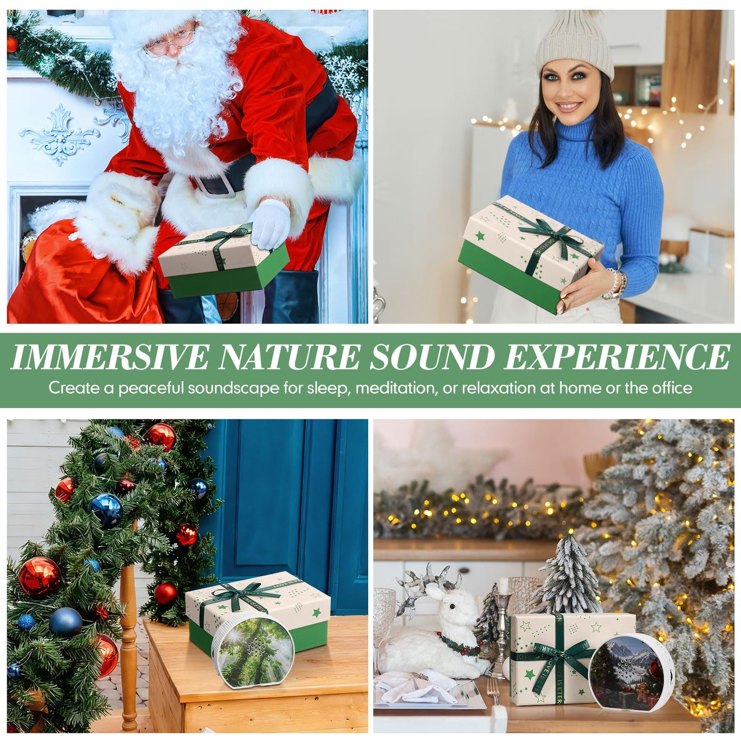 Hollowfly Singing Bird Box White Noise Sound Machine LED Light Radar Sensor Relaxation Device with 12 Natural Sounds Scenery Card Timer Bird Lover Gift for Sleeping Winter Holiday Staff Teacher Office