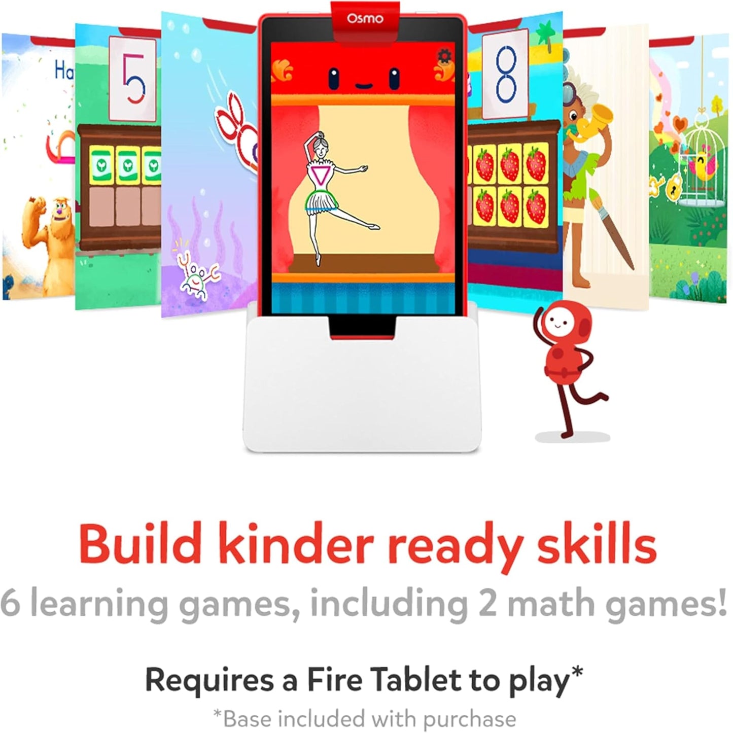 Little Genius Starter Kit for Fire Tablet + Early Math Adventure - 6 Educational Games-Counting, Shapes & Phonics-STEM Gifts-Ages 3-5 (Tablet Base Included)