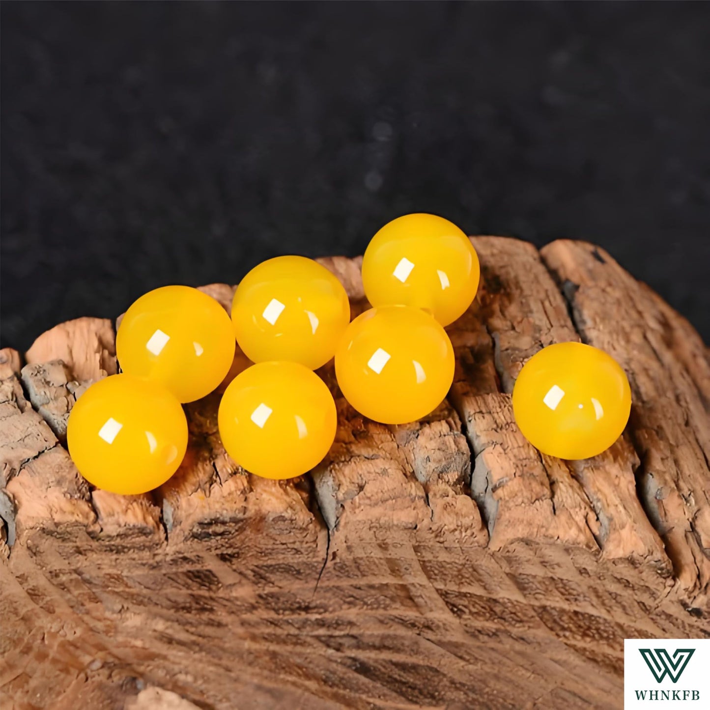 WHNKFB 10mm 50PCS Natural Yellow Agate Round Beads, Banded Loose Stone Beads for Jewelry Making Craft - 4mm 6mm 8mm 10mm Options with Free Elastic Cord