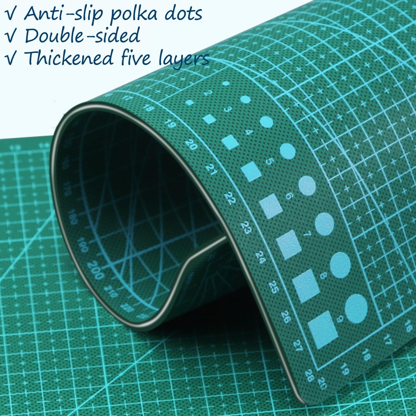 Self Healing Cutting Mat with Grid for Handmade Paper Cutting, Leather Crafts, Carving, Desktop Protectors 5-Ply Quilting Board A4-30x22x0.3cm(11.81x8.66x0.118in Green)