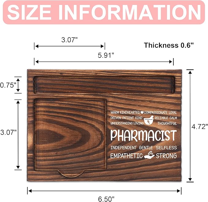 Pharmacist Appreciation Gifts, Thank You Gift for Pharmacist, Pharmacy Office Coworkers Staff Appreciation Gifts, Sticky Note Holder Wooden Notepad & Pen Holder 6.5" x 4.7" - FTA267