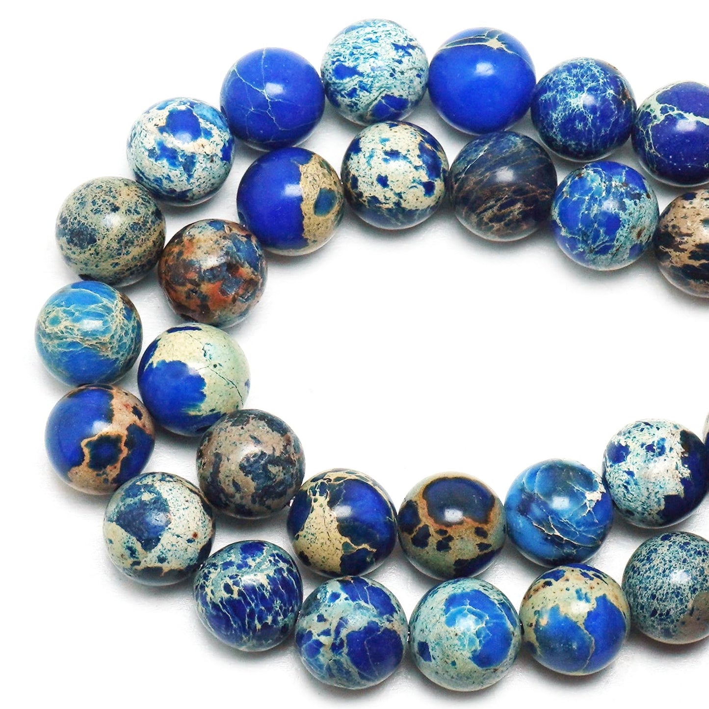 DIQIO Imperial Sea Sediment Beads for Jewelry Making - 6mm Stone Round Gemstone Beads for Bracelets(58-60pcs, Blue Imperial Sea Sediment)