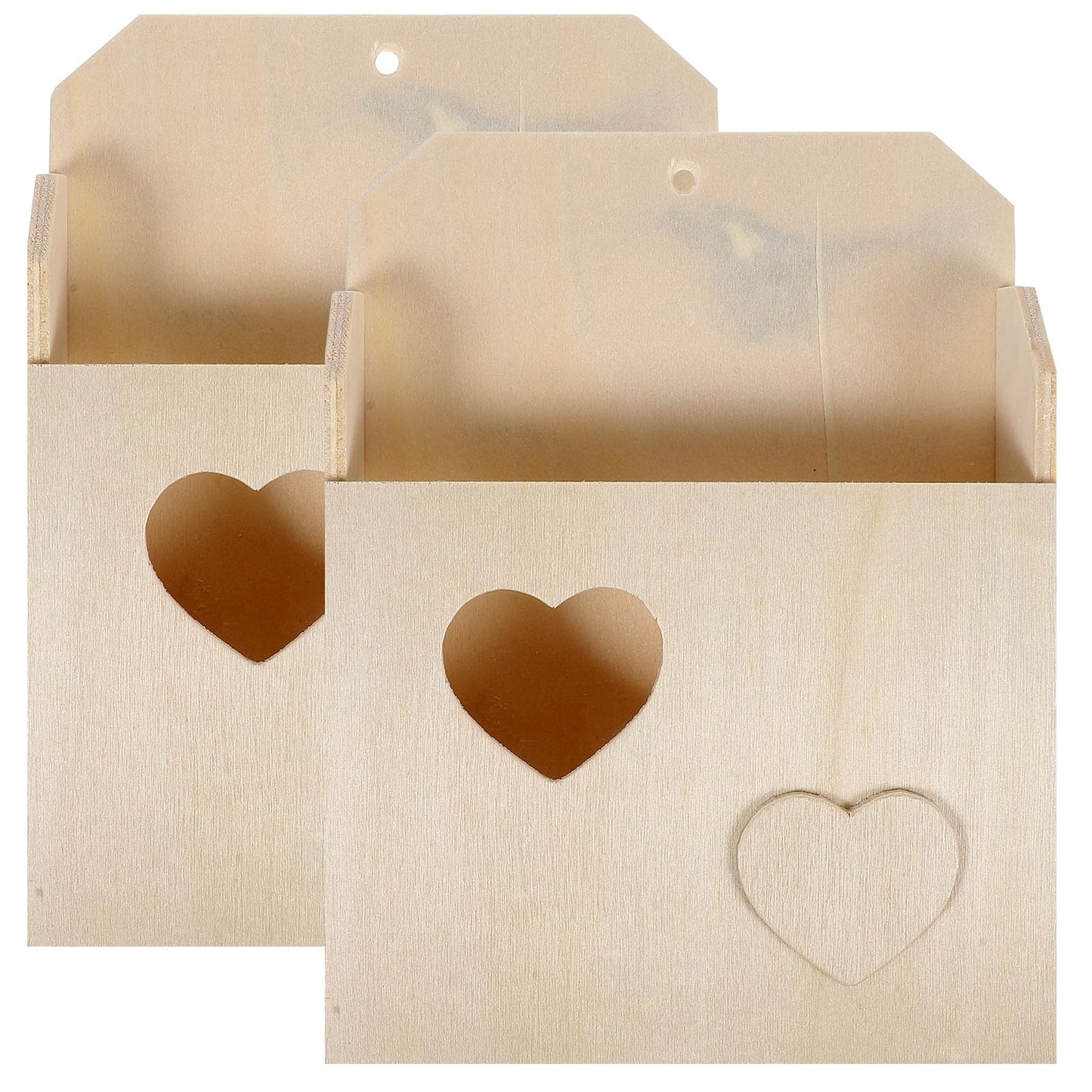SEWACC Love Envelope Box 2Pcs Unfinished Wood Craft Kit for Kids Diy Painting and Decoration - Beige Photo and Mail Organizer