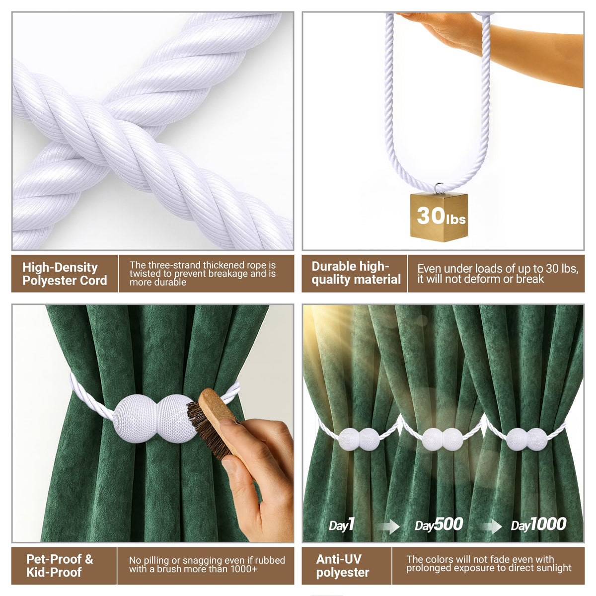 Magnetic Curtain Tiebacks White 2pcs