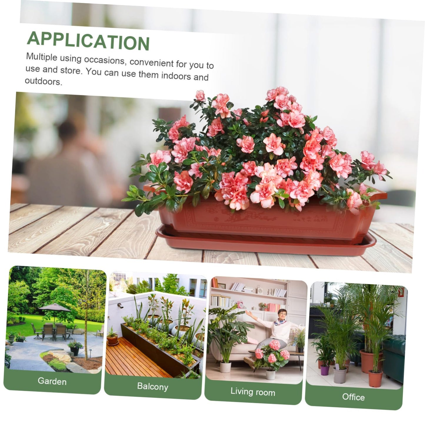 Kisangel Large Rectangular Bonsai Pot Plastic Planter Practical Flowerpot Flower Window Box for Plant Container