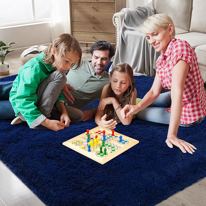 Shag Area Rugs for Bedroom Living Room,6X9 Ultra Soft Fluffy Area Rugs for Dorm, Indoor Carpet Nursery Rugs for Kids Girls Room Home Decor,Navy Blue