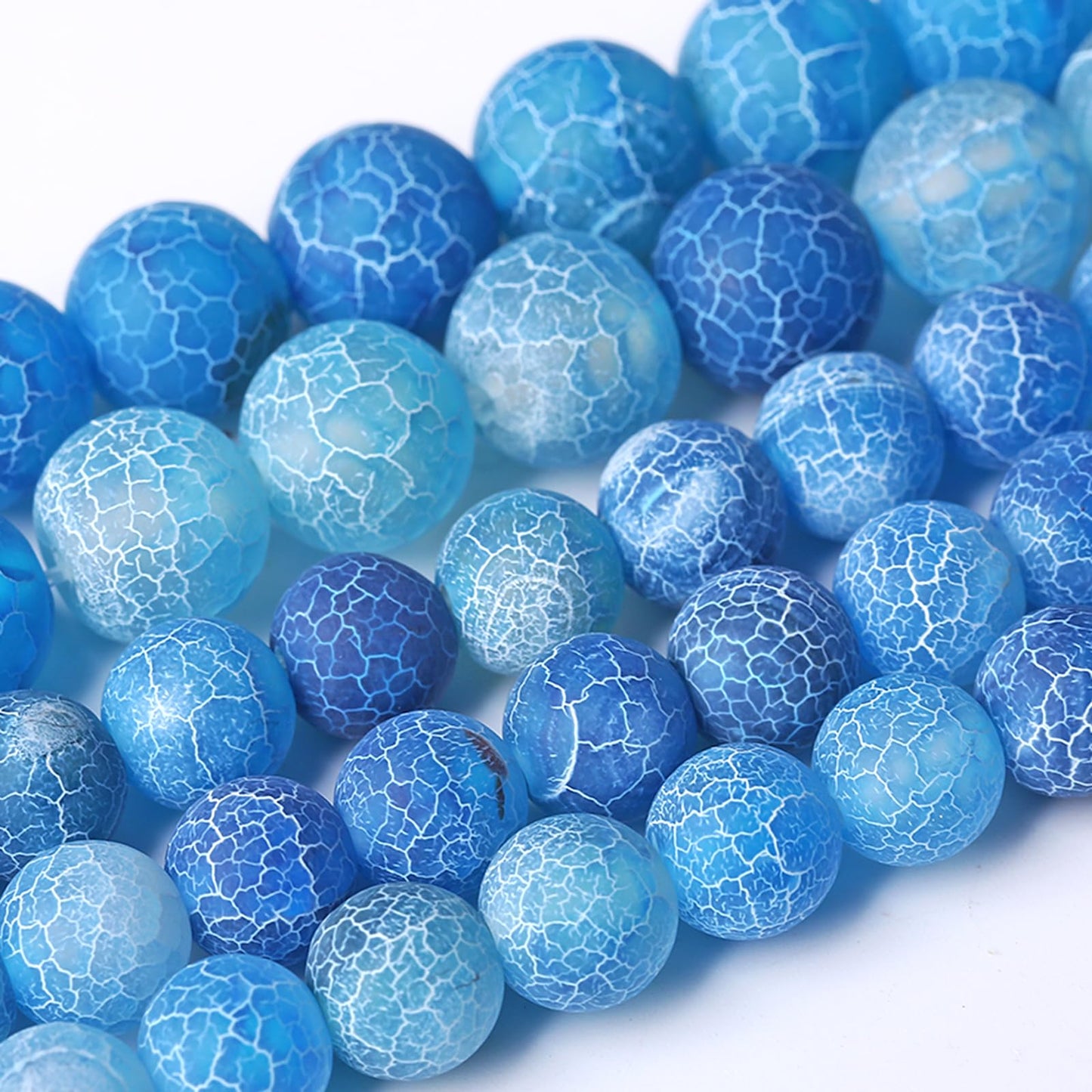 Natural Stone Blue Weathered Agate Beads Round Loose Spacer Beads for Jewelry Making DIY Bracelets 180pcs 4MM 2 Strands 32"