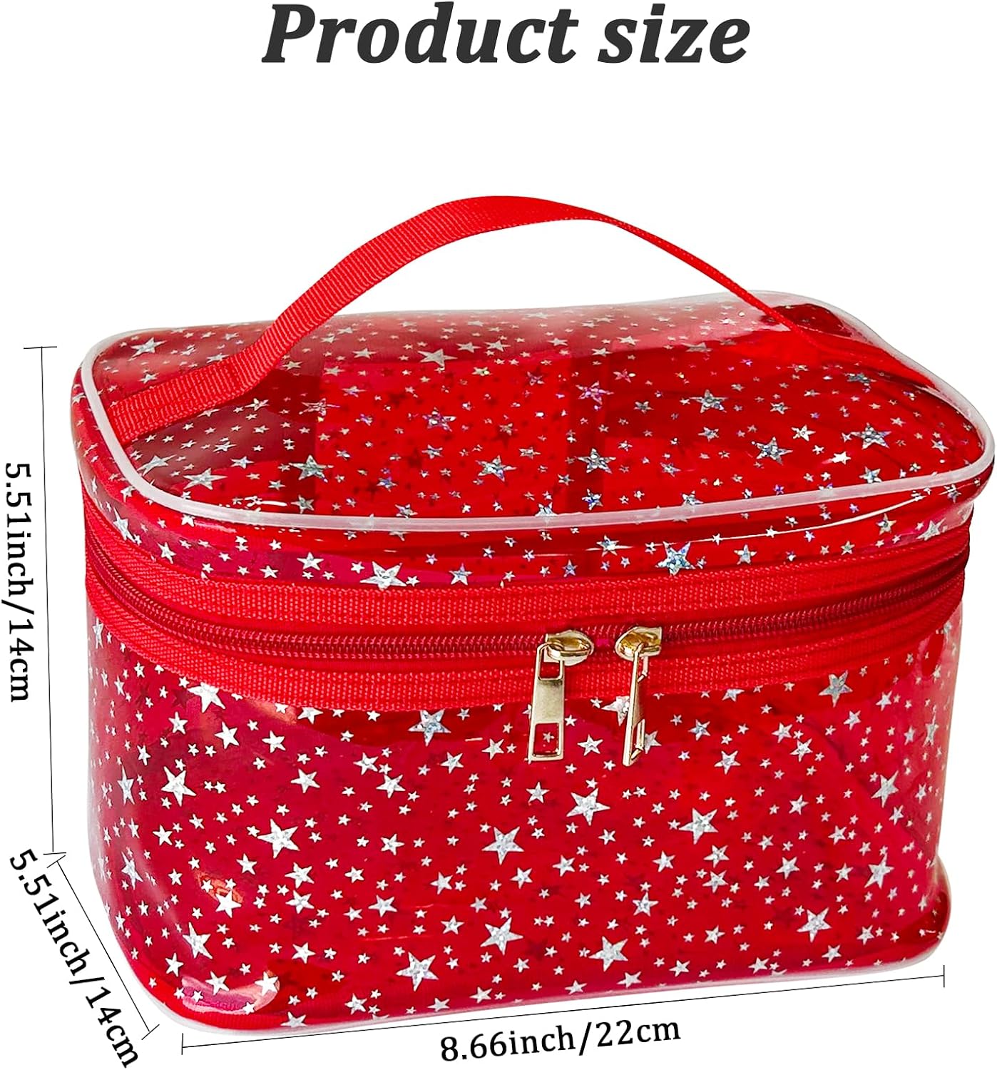 Holographic Makeup Bags Bulk,Clear Storage Bag Toiletry Pocket Portable Zippered Iridescent Pouch Waterproof Cosmetic Gift Bags for Women (Black-L)