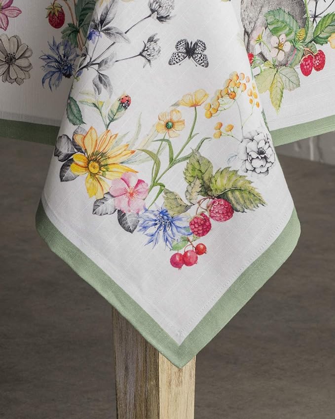 Maison d' Hermine Table Cloth Rectangle Table 100% Cotton 70 x 120 Inches Tablecloth Reusable Decorative for Dining Room Farmhouse Home Valentines Day Decorations Spring Summer - Printemps