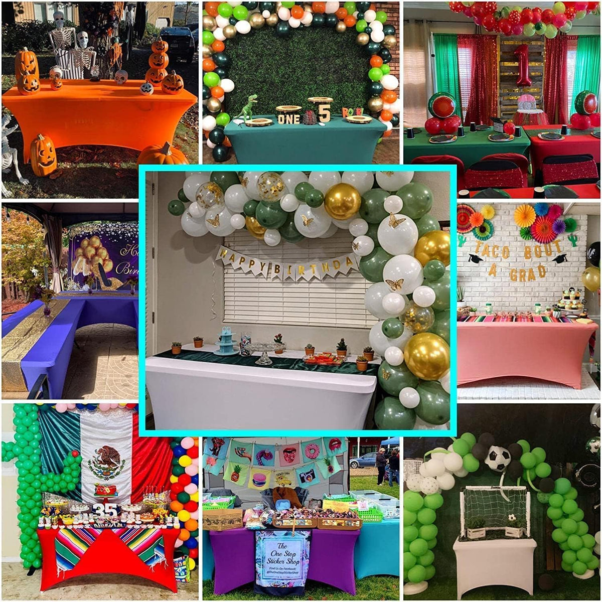 IVAPUPU 4FT Table Cloth for Rectangular Fitted Events Stretch Champagne Table Covers Washable Cover Spandex Tablecloth Protector for Party, Wedding, Cocktail, Banquet, Festival