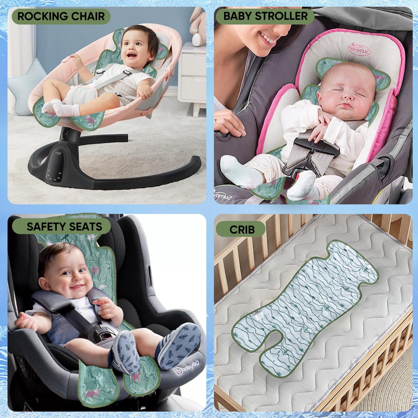 Miracle Baby Gel Car Seat Cooling Pad, Reversible Cooler Mat for Stroller, Summer Seat Liner for Babies(1-Pack)