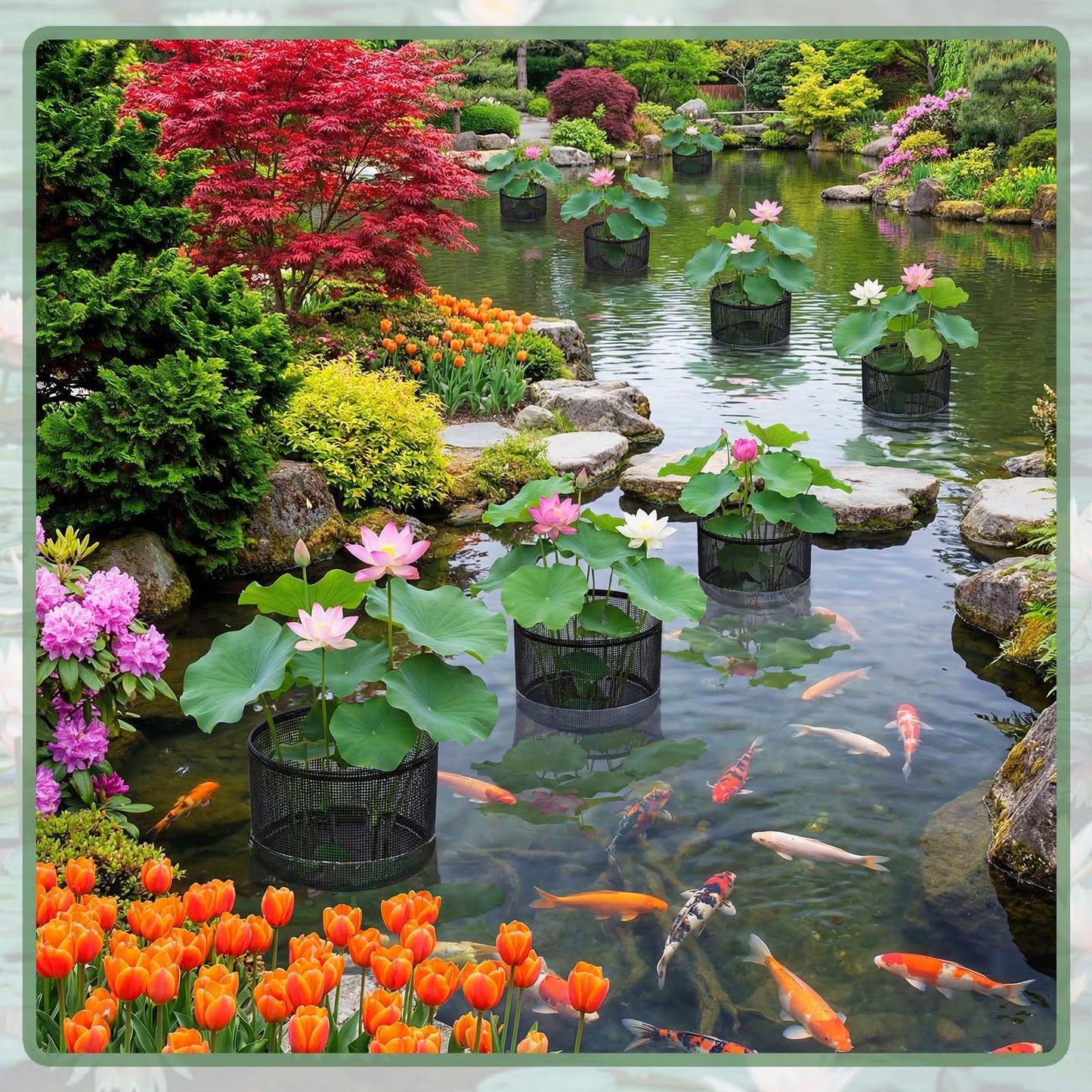 LemonRoad 10 Pcs Aquatic Pond Planting Bags Pond Baskets for Plants 7.2 x 7.2 Inch Reusable Mesh Water Garden Pot Breathable Round Lily Plant Baskets for Water Lily Gladiolus Bog Terrestrial Plants