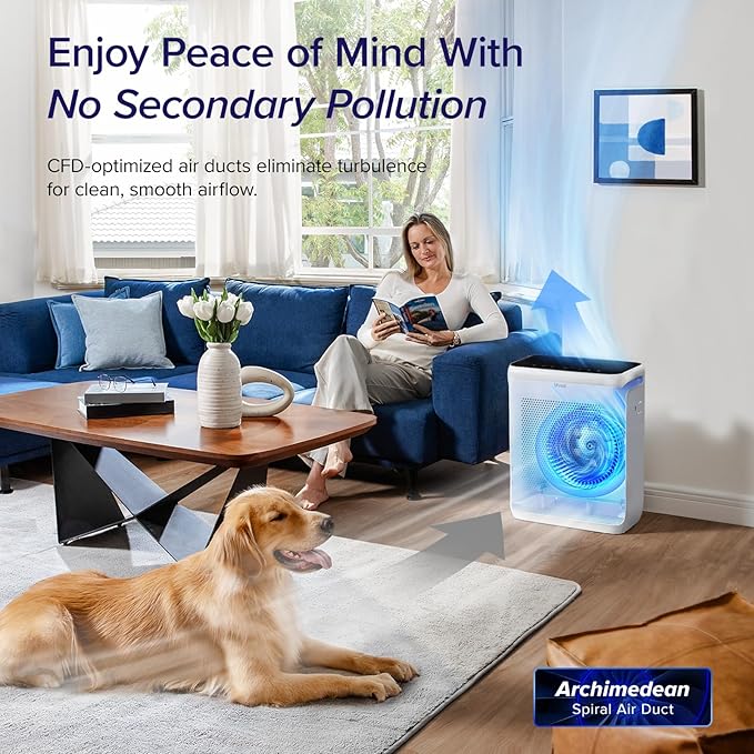 LEVOIT Air Purifiers for Home Large Room Up to 1878 Ft² with Washable Pre-Filter, AHAM VERIFIDE, Air Quality Monitor, HEPA Sleep Mode for Allergies, Pet Hair in Bedroom, Vital 200S-P, White