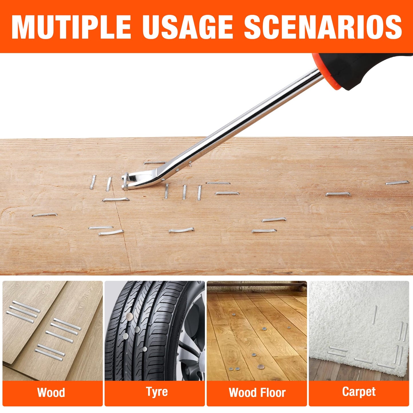 VALUEMAX 3Pcs Nail Puller and Staple Remover Tool, Include 7" End Cutting Pliers, 8" Bendable and Straight V Tip Staple Puller, Upholstery Tools for Cutting Wires, Removing Nails and Staples