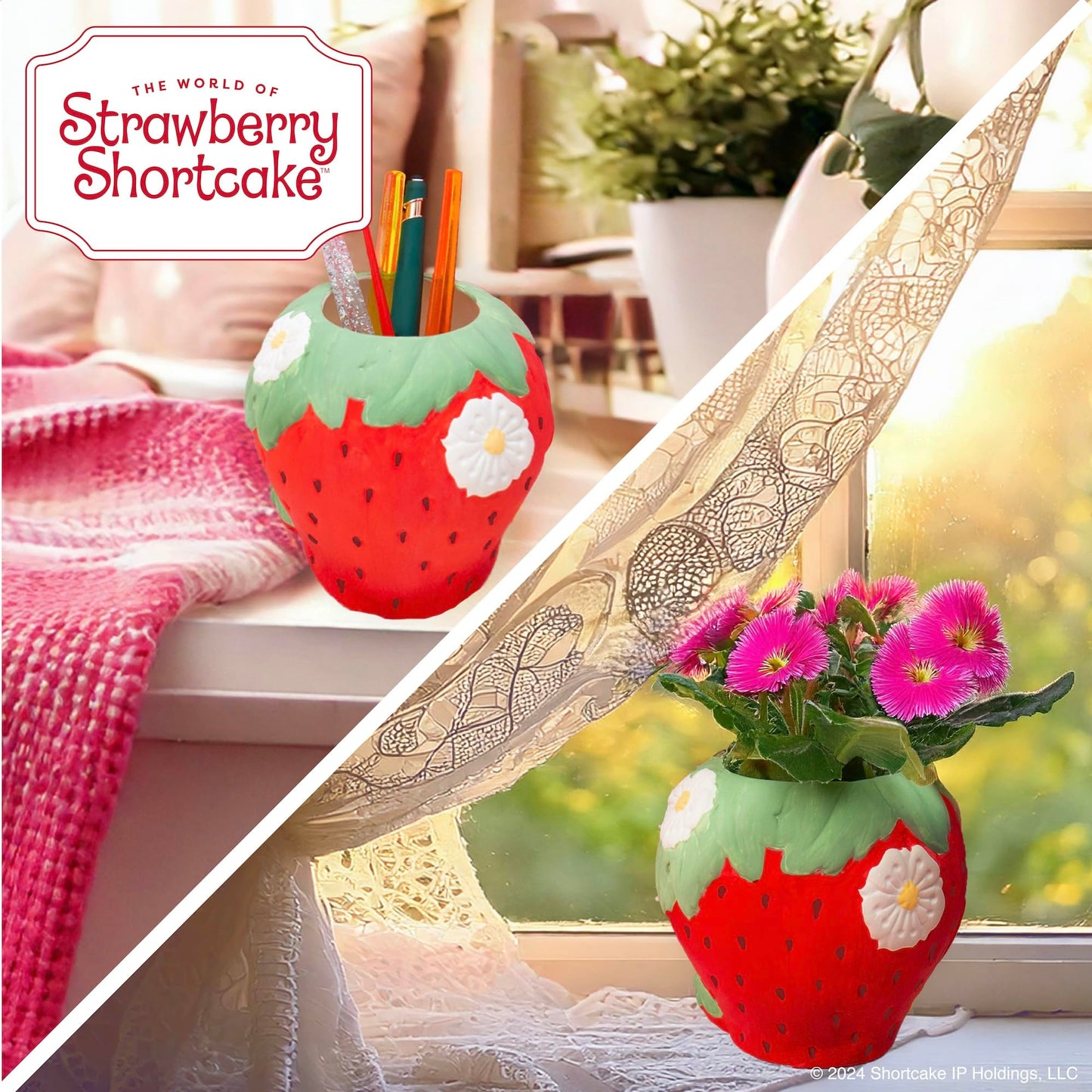 Horizon Group USA Paint Your Own Figurine Kit, DIY Art Project for Kids, Strawberry Shortcake Planter